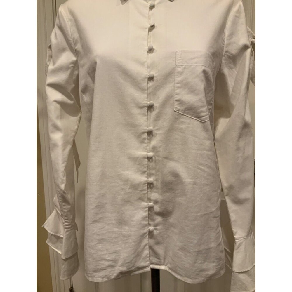 Jonathan Simkhai White Collared Button-Up Oxford … - image 3